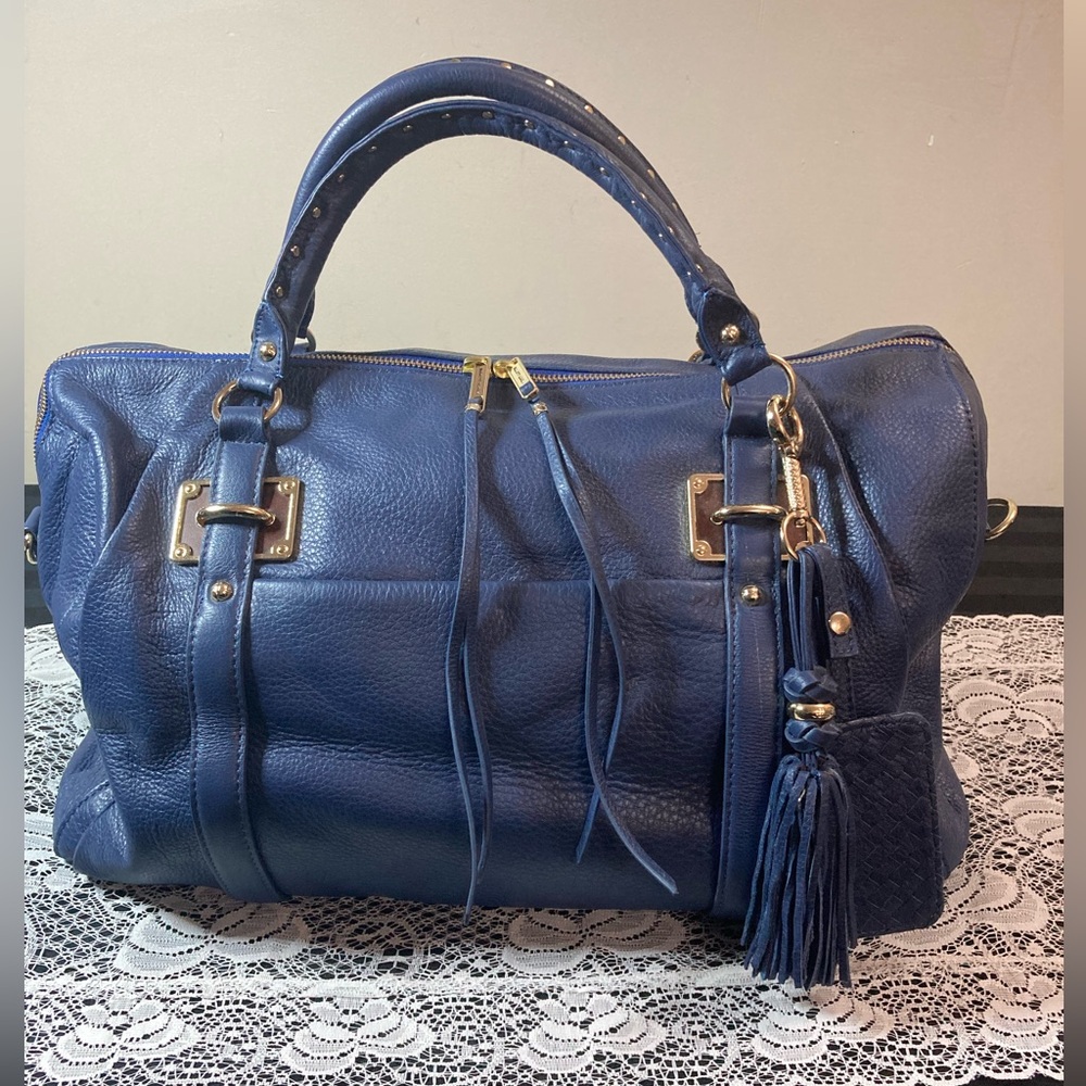 Elliot Lucca Blue Leather purse with handle and long strap